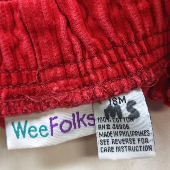 Vintage Wee Folks Pants Girls Sz 18m Red Wide Wale Corduroy Bubble Casual 90s - Picture 4 of 4
